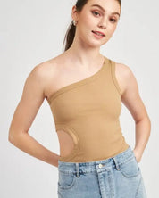 Off Sleeve Bodysuit With Side Cut Out