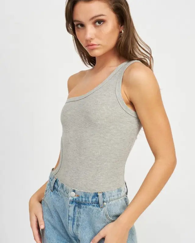 Off Sleeve Bodysuit With Side Cut Out