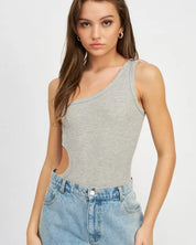 Off Sleeve Bodysuit With Side Cut Out