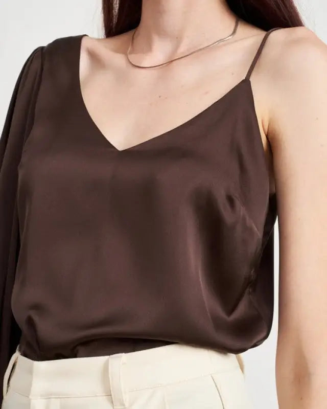 ONE SHOULDER BLOUSE WITH SPAGHETTI STRAP