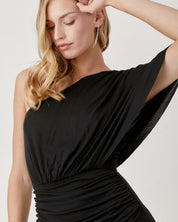 One Shoulder Drape Jersey Dress