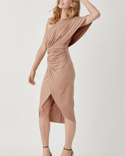 One Shoulder Drape Jersey Dress