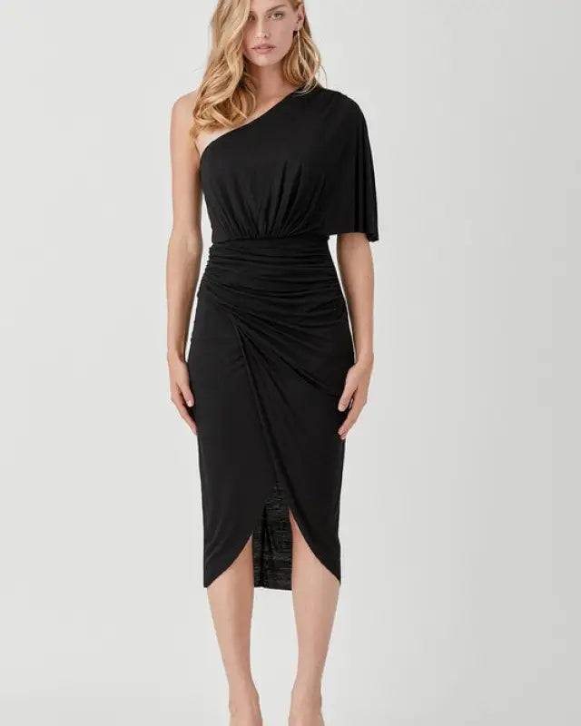 One Shoulder Drape Jersey Dress