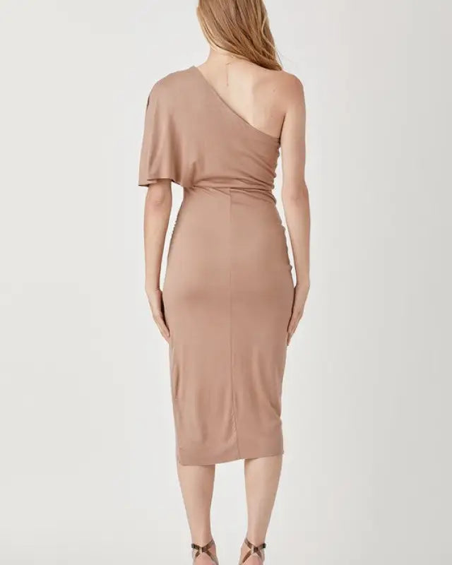 One Shoulder Drape Jersey Dress