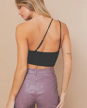 One Shoulder Ruched Crop Top