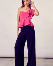 One Shoulder Ruffle Peplum Top