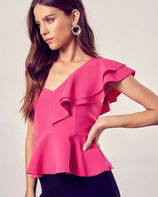 One Shoulder Ruffle Peplum Top