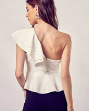 One Shoulder Ruffle Peplum Top