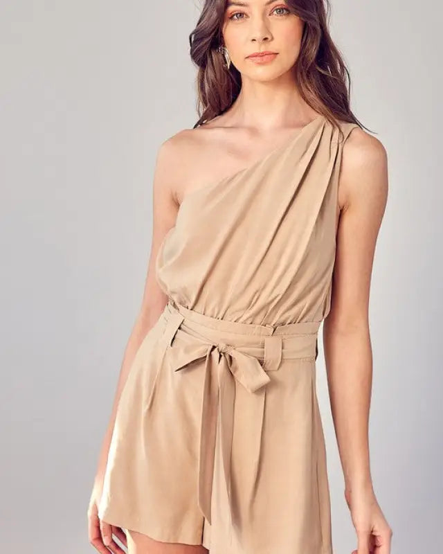 One Shoulder Self Tie Romper