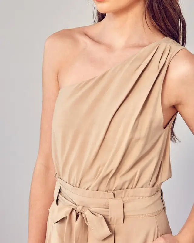 One Shoulder Self Tie Romper