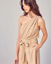 One Shoulder Self Tie Romper