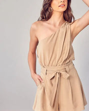 One Shoulder Self Tie Romper