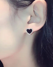 Onyx Heart Earrings