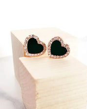 Onyx Heart Earrings