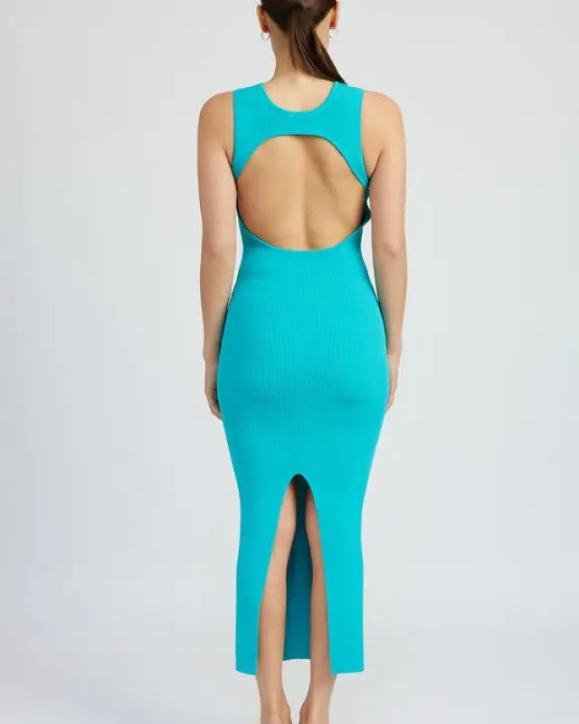 OPEN BACK MAXI KNIT DRESS