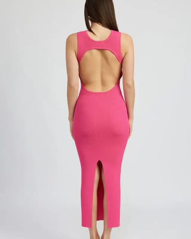 OPEN BACK MAXI KNIT DRESS