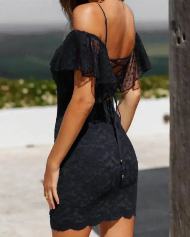 Open-back Lace Mini Dress