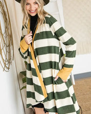 Open Front Striped Draped Cardigan