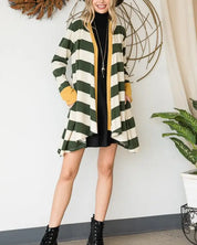 Open Front Striped Draped Cardigan