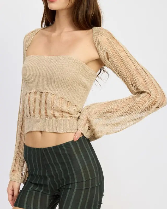 OPEN KNIT SHRUG