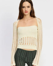 OPEN KNIT SHRUG - OFF WHITE / S