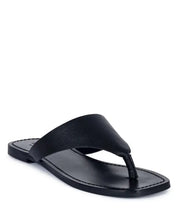 OROFER SOFT LEATHER LUXURY THONG FLATS - Black / 5