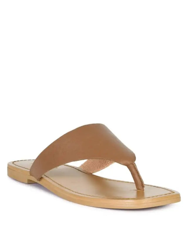 OROFER SOFT LEATHER LUXURY THONG FLATS - Tan / 5