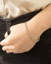 Oval Stone Tennis Bracelet - Gold / OS