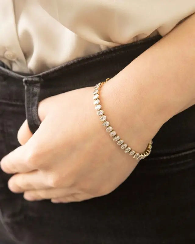 Oval Stone Tennis Bracelet - Gold / OS