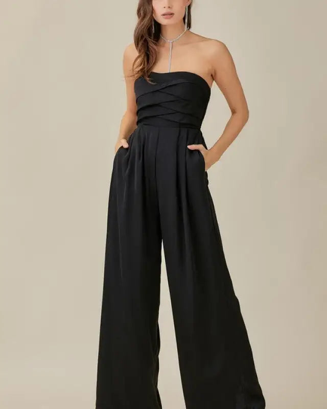 Overlapping Top Detailed Jumpsuit