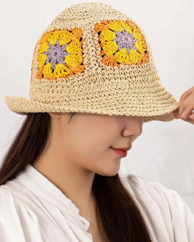 Packable Crochet Granny Square Bucket Hat