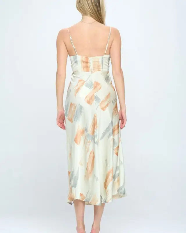 Paint Stroke Midi Slip Dress