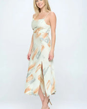 Paint Stroke Midi Slip Dress