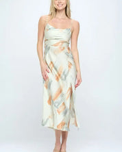 Paint Stroke Midi Slip Dress