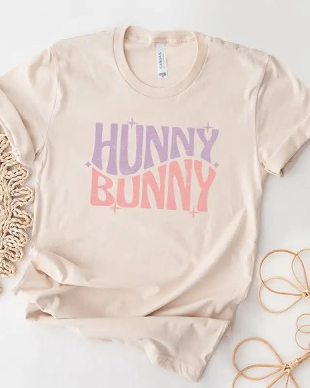 Pastel Star Hunny Bunny Easter Graphic Tee - Cream / S