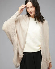 Pattern Knit Dolman Sleeve Solid Slouch Cardigan