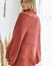 Pattern Knit Dolman Sleeve Solid Slouch Cardigan