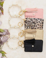 Pearl Key Ring Wallet Bracelet