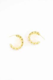 Pearl Lattice Hoop Earrings - OS