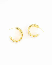 Pearl Lattice Hoop Earrings - OS