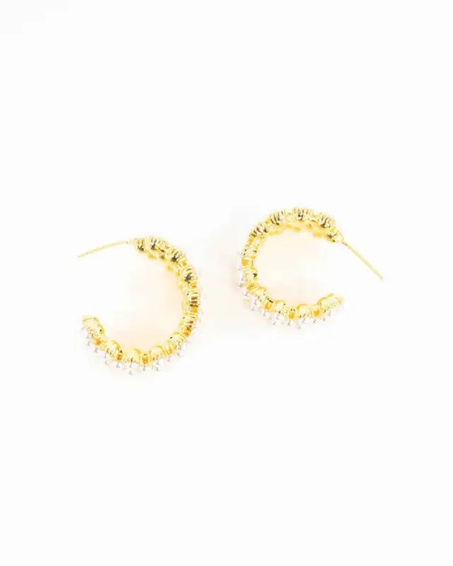 Pearl Lattice Hoop Earrings - OS