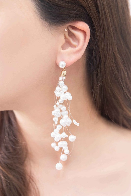 Pearl Waterfall Drop Earrings - OS