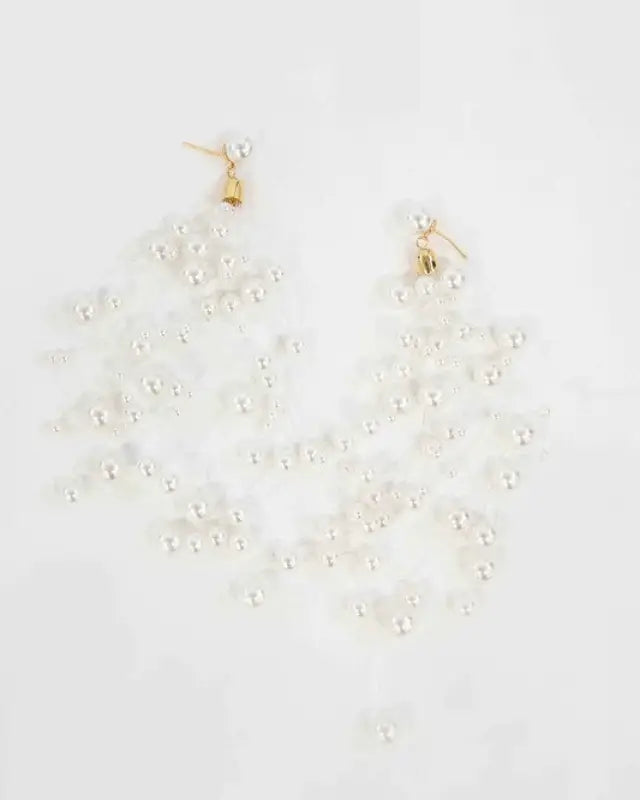 Pearl Waterfall Drop Earrings - OS