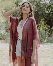 Pencil Stripe Lurex Trim Kimono