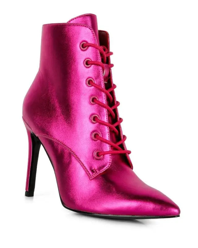 PIET Metallic Stiletto Ankle Boot - Fushia / 5