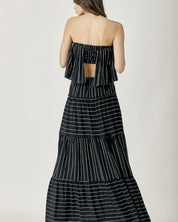 Pin Stripe Print Tube Maxi Dress