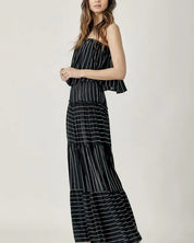 Pin Stripe Print Tube Maxi Dress