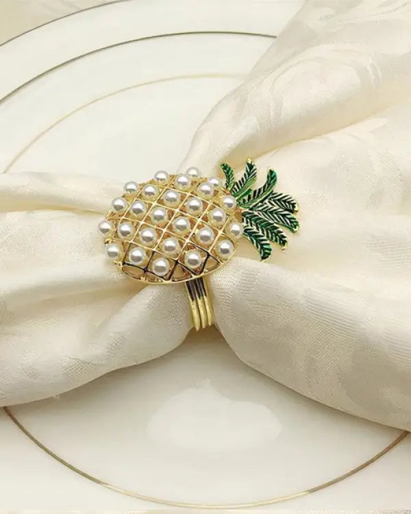 Pineapple Napkin Ring Set - Gold / OS