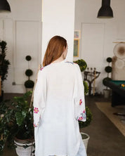 Pink Anemone Garland Embroidered Kimono