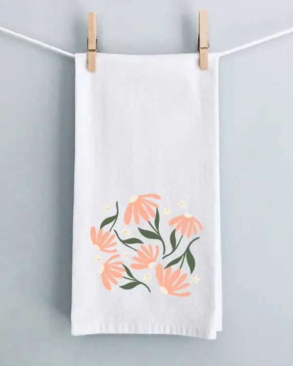 Pink Daisies Tea Towel